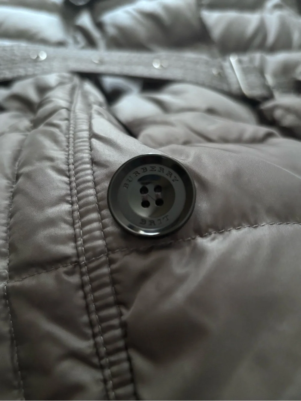 Burberry Brit Belted Down Puffer Trench Coat Nova Check Lined Gray XL 44 - Picture 7 of 11